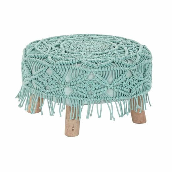 DKD Home Decor Podnožje DKD Home Decor 53 x 53 x 31 cm Naravni les Rjava Zelena 50 x 50 x 30 cm Macrame Boho