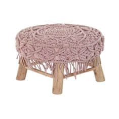 DKD Home Decor Podnožje DKD Home Decor 48 x 48 x 30 cm Naravni les Rjava svetlo roza Macrame Boho
