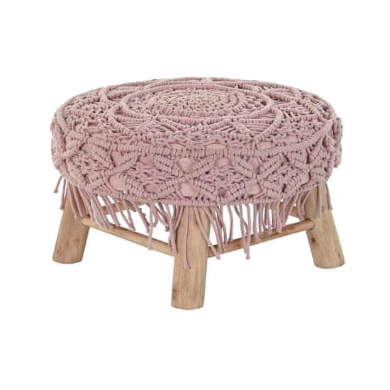 DKD Home Decor Podnožje DKD Home Decor 48 x 48 x 30 cm Naravni les Rjava svetlo roza Macrame Boho