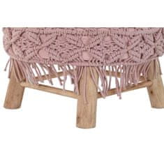 DKD Home Decor Podnožje DKD Home Decor 48 x 48 x 30 cm Naravni les Rjava svetlo roza Macrame Boho