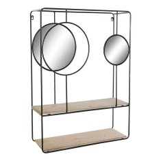 DKD Home Decor Police DKD Home Decor 60 x 17 x 80 cm Zrcalo Naravna črna kovina MDF les