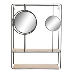 DKD Home Decor Police DKD Home Decor 60 x 17 x 80 cm Zrcalo Naravna črna kovina MDF les