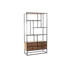 DKD Home Decor Police DKD Home Decor Črna Naravna Temno rjava Kovina Recikliran les Mango les 100 x 37 x 180 cm
