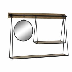 DKD Home Decor Police DKD Home Decor Črni naravni les Kovinsko ogledalo MDF les 120 x 20 x 83 cm