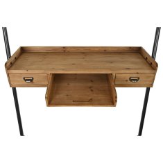DKD Home Decor Police DKD Home Decor Fir Natural Metal Dark grey 2 polici (123 x 40 x 198 cm)