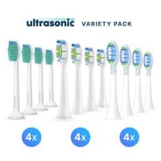 Ultrasonic  All-in-One komplet nastavkov za Philips Sonicare C1 ProResults, W2 Optimal White, C3 Premium Plaque Defense, 12 kosov
