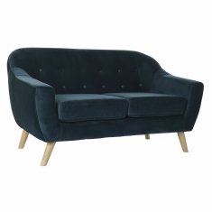 DKD Home Decor 2-sedežna zofa DKD Home Decor 146 x 72 x 82 cm Scandi Naravna turkizna Žamet Gumijasti les Plastika Moderno