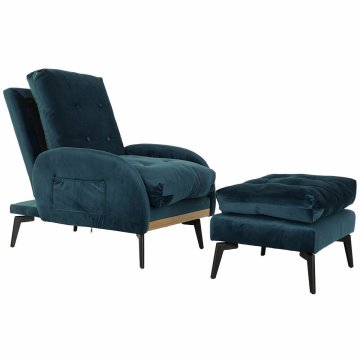 DKD Home Decor Sedežna garnitura DKD Home Decor Black Metal Turquoise Polyester 2 kosa (74 x 85 x 80 cm)