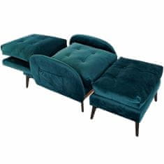 DKD Home Decor Sedežna garnitura DKD Home Decor Black Metal Turquoise Polyester 2 kosa (74 x 85 x 80 cm)