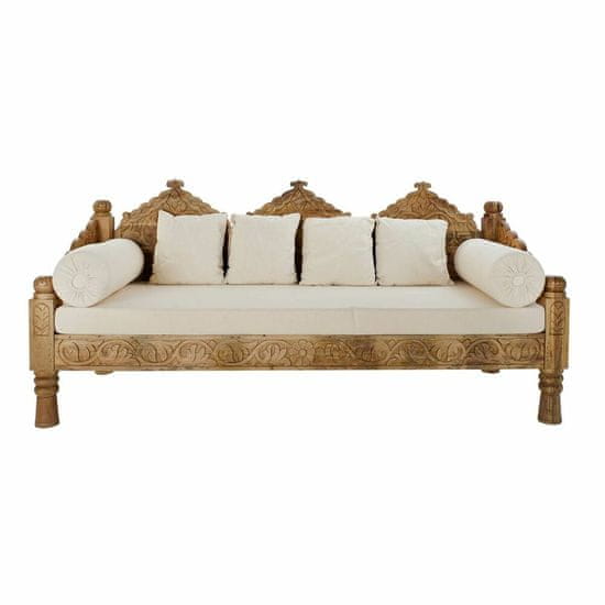 DKD Home Decor Zofa DKD Home Decor Bež poliester bela Mango les (190 x 77 x 90 cm)