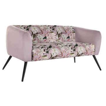 DKD Home Decor Kavč DKD Home Decor Črna roza Kovina Poliester Shabby Chic (140 x 71 x 71 cm)