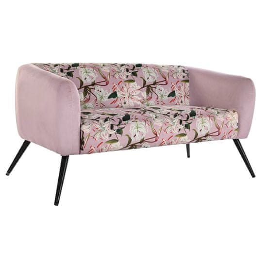 DKD Home Decor Kavč DKD Home Decor Črna roza Kovina Poliester Shabby Chic (140 x 71 x 71 cm)