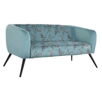 DKD Home Decor Kavč DKD Home Decor Črna kovina Poliester Zeleno cvetje Shabby Chic (140 x 71 x 71 cm)