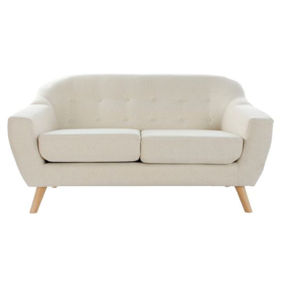 DKD Home Decor 2-sedežna zofa DKD Home Decor Cream Naravni gumijasti les Plastika Moderna skandinavska 146 x 84 x 82 cm