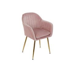 DKD Home Decor Stol z nasloni za roke DKD Home Decor Pink 56 x 57 x 85 cm Golden Metal