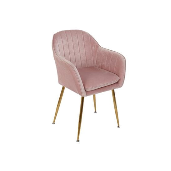 DKD Home Decor Stol z nasloni za roke DKD Home Decor Pink 56 x 57 x 85 cm Golden Metal