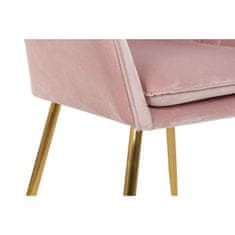 DKD Home Decor Stol z nasloni za roke DKD Home Decor Pink 56 x 57 x 85 cm Golden Metal