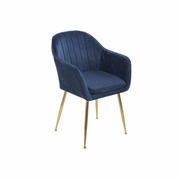 DKD Home Decor Stol z nasloni za roke DKD Home Decor 56 x 57 x 85 cm Modra zlata kovina