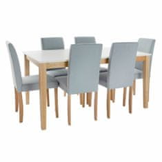 DKD Home Decor Garnitura mize s 6 stoli DKD Home Decor Modra Bela Svetlo rjava Hrast 150 x 90 x 74 cm