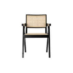 DKD Home Decor Stol z nasloni za roke DKD Home Decor Črna Naravna 56,5 x 60 x 86 cm