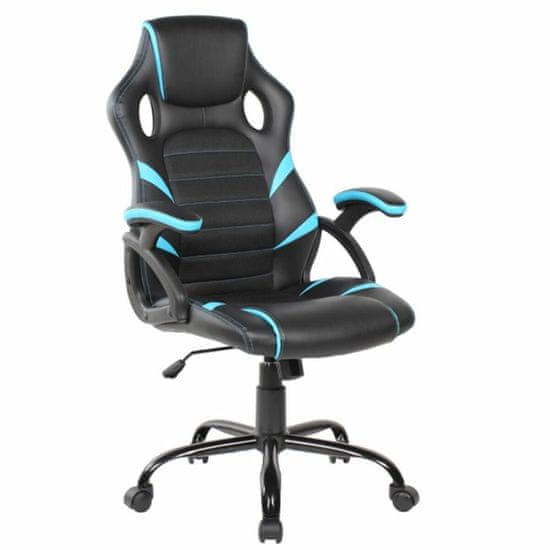 DKD Home Decor Pisarniški stol z naslonom za glavo DKD Home Decor Blue Black 66 x 63 x 120 cm