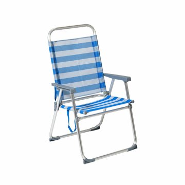 BigBuy Stol za plažo 22 mm črte Modri aluminij 52 x 56 cm (52 x 56 x 92 cm)