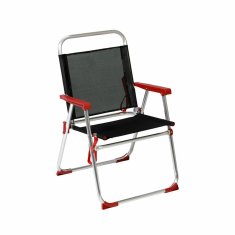 BigBuy Stol za plažo Rdeča črna aluminij 22 mm (52 x 56 x 80 cm)