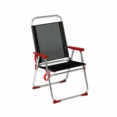 BigBuy Stol za plažo Rdeča črna aluminij (52 x 56 x 92 cm)