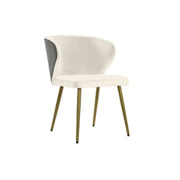 DKD Home Decor Jedilni stol DKD Home Decor črna kovina poliester bela (58 x 58 x 78 cm)