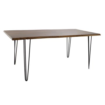 DKD Home Decor Jedilna miza DKD Home Decor 180 x 87 x 76 cm Črna kovina Rjava akacija