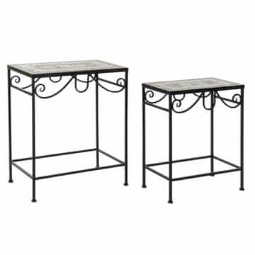 DKD Home Decor Komplet 2 miz DKD Home Decor Črna keramika Ironwork 48 x 30 x 58 cm (2 enoti)