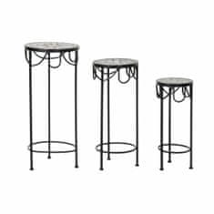 DKD Home Decor Garnitura 3 miz DKD Home Decor Ceramic Black Multicolor Ironwork (3 kosi) (30 x 30 x 69 cm) 