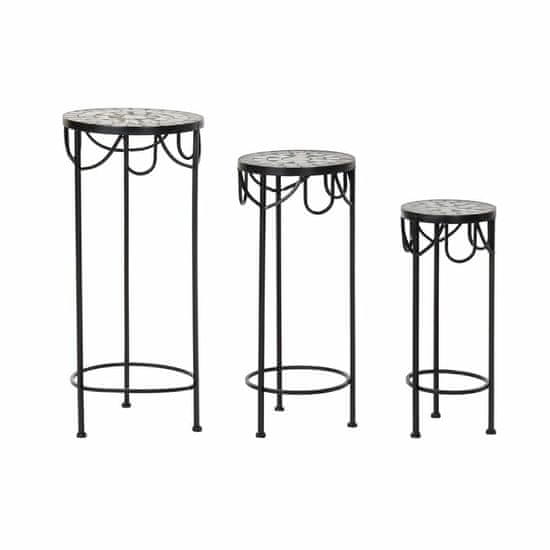 DKD Home Decor Garnitura 3 miz DKD Home Decor Ceramic Black Multicolor Ironwork (3 kosi) (30 x 30 x 69 cm)