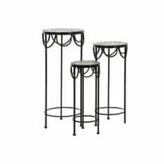 DKD Home Decor Garnitura 3 miz DKD Home Decor Ceramic Black Multicolor Ironwork (3 kosi) (30 x 30 x 69 cm) 