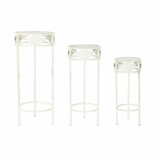 DKD Home Decor Garnitura 3 miz DKD Home Decor White Metal 30,5 x 30,5 x 70 cm (3 kosi)