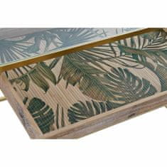 DKD Home Decor Garnitura 2 miz DKD Home Decor Golden Natural Wood Metal Crystal 90 x 60 x 45 cm