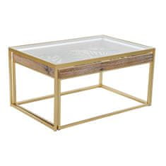 DKD Home Decor Garnitura 2 miz DKD Home Decor Golden Natural Wood Metal Crystal 90 x 60 x 45 cm