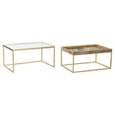 DKD Home Decor Garnitura 2 miz DKD Home Decor Golden Natural Wood Metal Crystal 90 x 60 x 45 cm