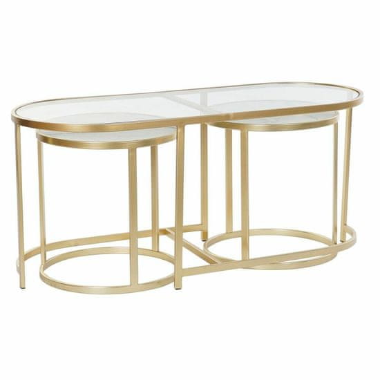 DKD Home Decor Komplet 3 majhnih mizic DKD Home Decor Golden 100 x 40 x 45 cm