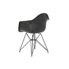 DKD Home Decor Stol z nasloni za roke DKD Home Decor Temno siva kovinska PU (64 x 59 x 84 cm)