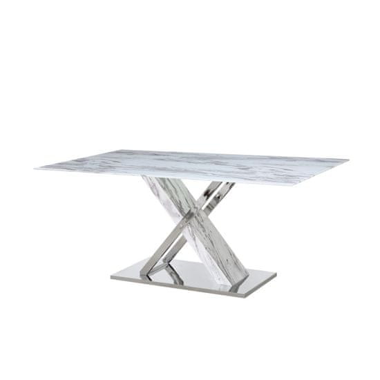DKD Home Decor Jedilna miza DKD Home Decor Crystal Silver Grey Steel White 180 x 90 x 78 cm
