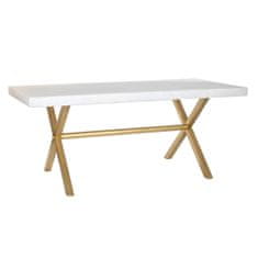 DKD Home Decor Jedilna miza DKD Home Decor White Golden Brass Mango les 180 x 90 x 76 cm