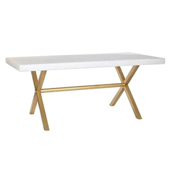 DKD Home Decor Jedilna miza DKD Home Decor White Golden Brass Mango les 180 x 90 x 76 cm