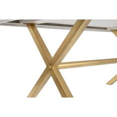 DKD Home Decor Jedilna miza DKD Home Decor White Golden Brass Mango les 180 x 90 x 76 cm