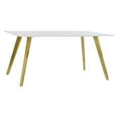 DKD Home Decor Jedilna miza DKD Home Decor Keramika Zlata Kovina Bela 160 x 90 x 76 cm