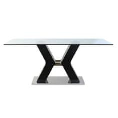 DKD Home Decor Jedilna miza DKD Home Decor Črni les Kaljeno steklo MDF Les 180 x 90 x 76 cm