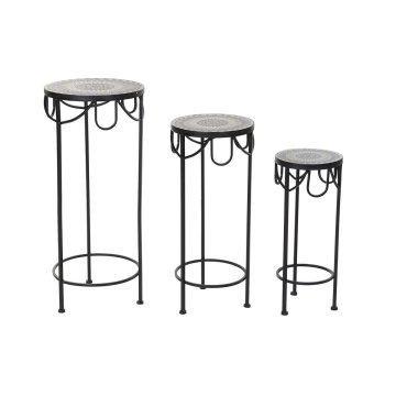 DKD Home Decor Garnitura 3 miz DKD Home Decor Ceramic Black Ironwork 30 x 30 x 69 cm (3 kosi)