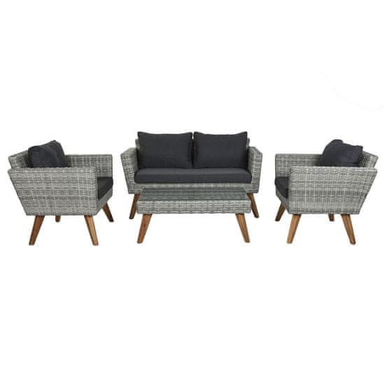 DKD Home Decor Garnitura mize s 3 fotelji DKD Home Decor črna 137 x 66 x 70 cm 93 x 52 x 37 cm 137 x 66 x 73 cm