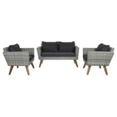 DKD Home Decor Garnitura mize s 3 fotelji DKD Home Decor črna 137 x 66 x 70 cm 93 x 52 x 37 cm 137 x 66 x 73 cm