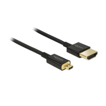 Delock kabel HDMI D-mikro 3D 4K slim 1,5m črn 84782
